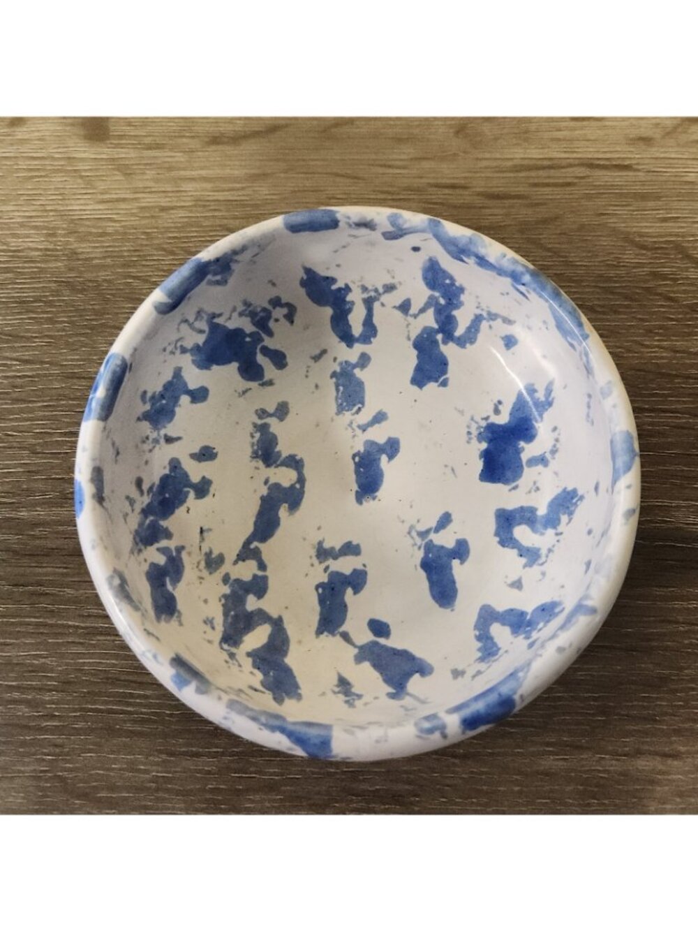 Vintage Bybee Pottery Kentucky Blue Spongeware 5" Bowl‎ Signed KY Folk Art MCM
